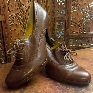 Nine West Leather Chocolate Brown Heels